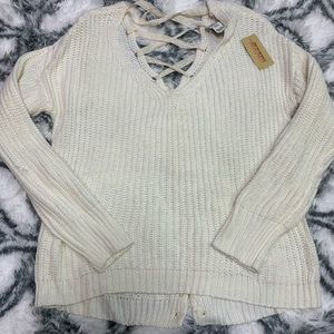 Cream Knit Sweater with Back Detail
